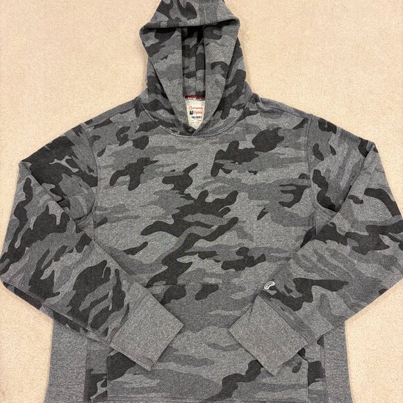 $168 Todd Snyder Champion Mens Midweight Grey Camo Military Fatigue Hoodie L EUC - Picture 1 of 5